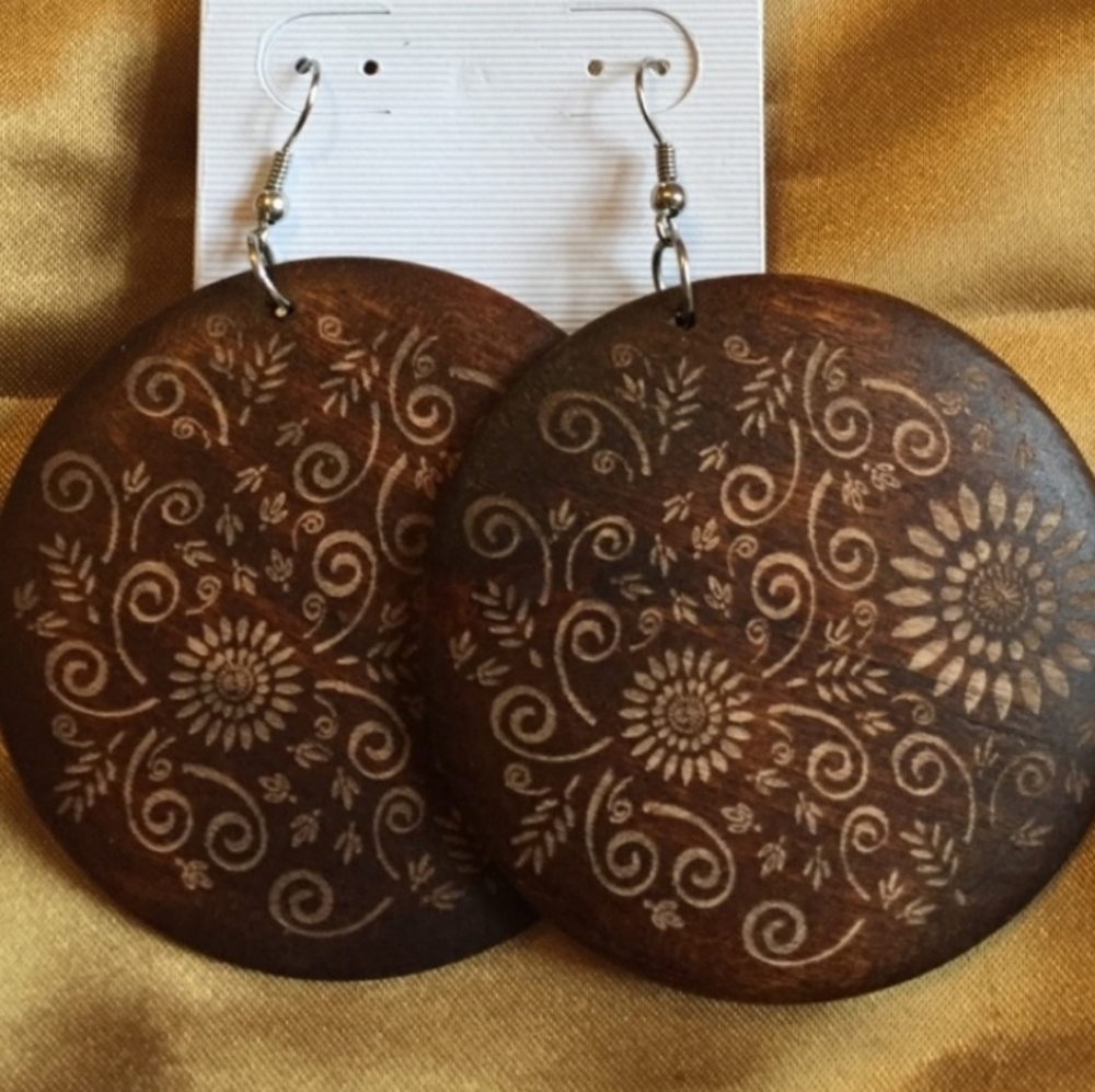 Carved Wooden Earrings